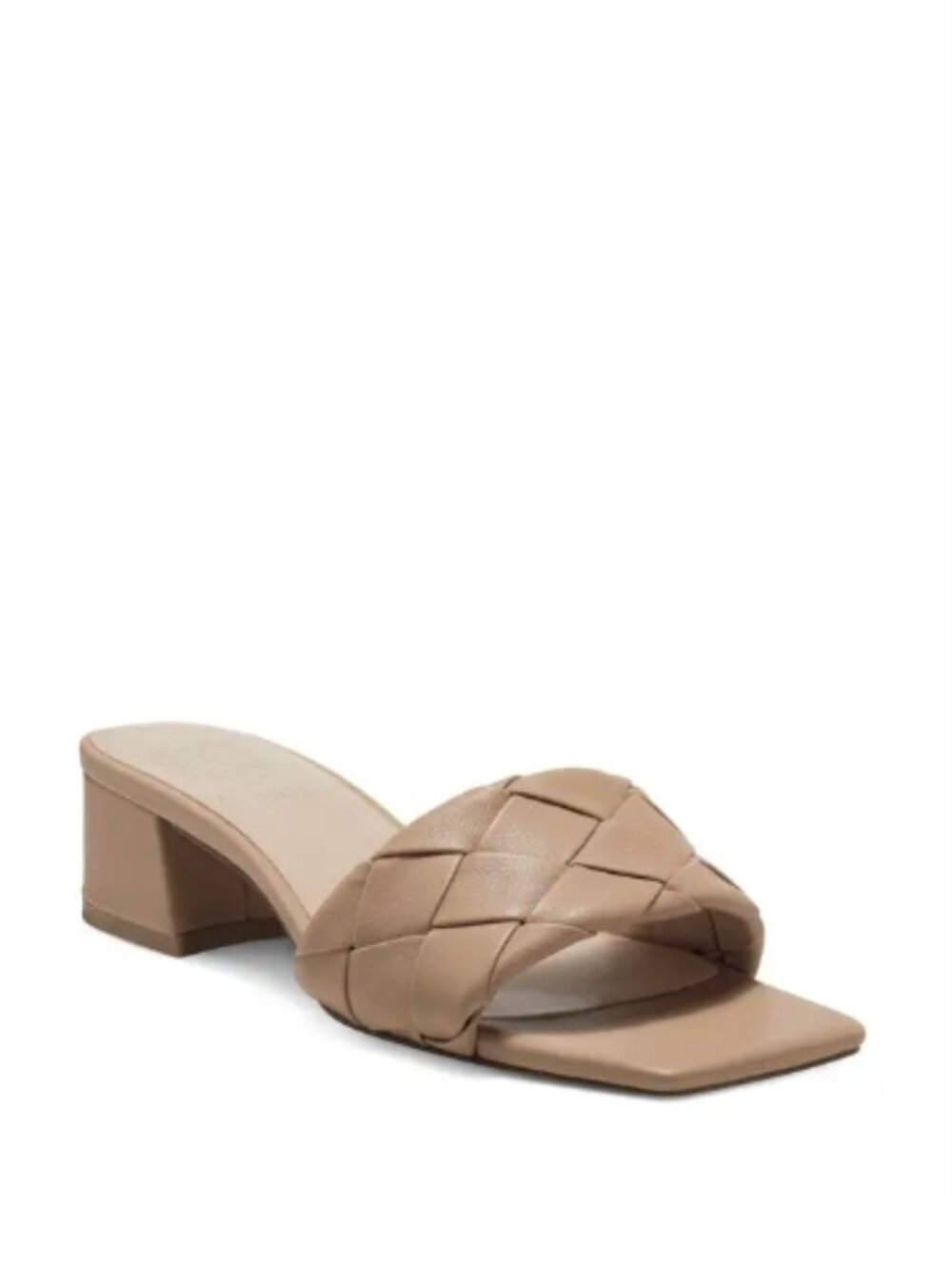 Vince Camuto Semtera Block Heel Slide Sandal in Dulce De Leche Leather Size 8.5